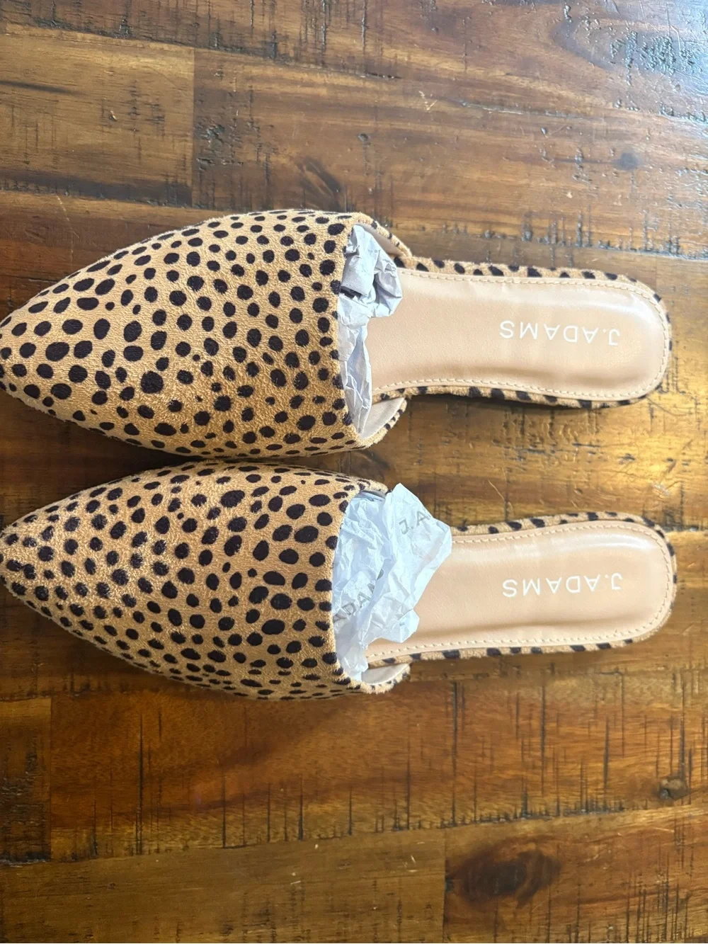 Adams Leopard Print Pointed-Toe Slip-On Mules - Tan/Black - Picture 1 of 2